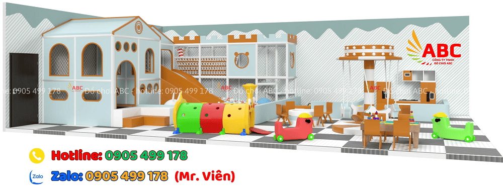 Đầu tư trang thiết bị trò chơi trong khu vui chơi 100m2