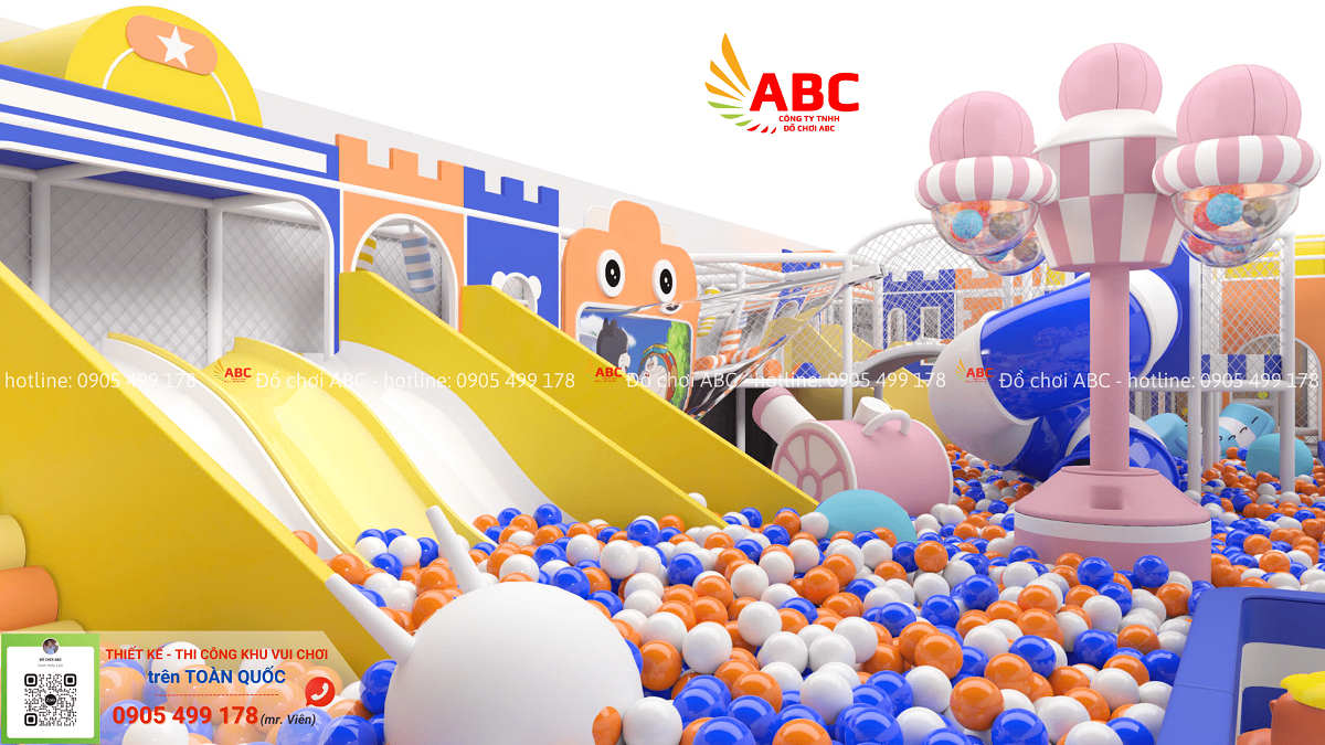 Mỗi góc nhỏ trong khu vui chơi đều được thiết kế khoa học tạo nên một sân chơi trong nhà thú vị