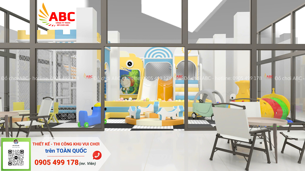 Nhà liên hoàn trẻ em trong nhà có kích thước 10x8m