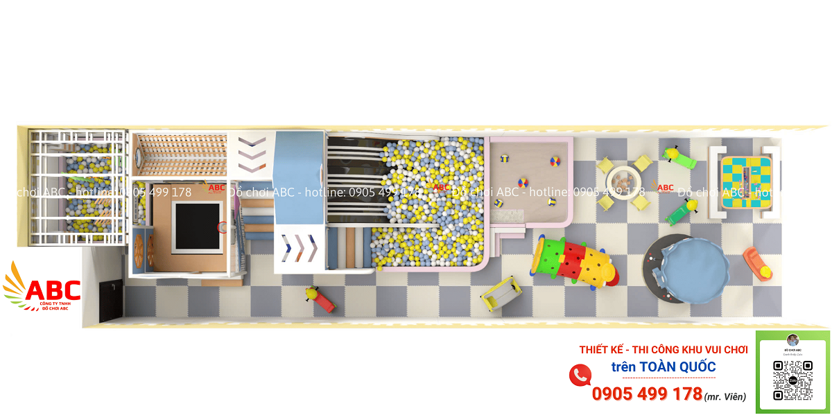 Mô Hình Khu Vui Chơi Màu Pastel Hot có kích thước 5x20m
