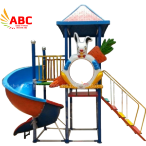 Bộ cầu trượt xoắn liên hoàn con thỏ cho trẻ mầm non