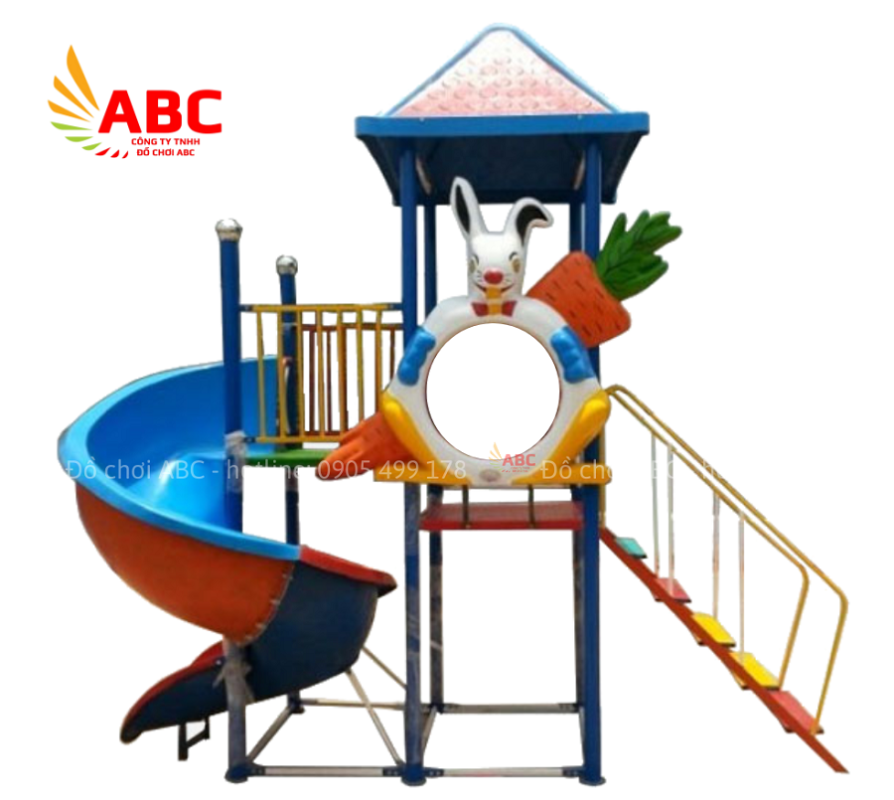 Bộ cầu trượt xoắn liên hoàn con thỏ cho trẻ mầm non