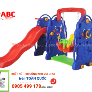 Cầu trượt xích đu bóng rổ hình con voi - Đồ chơi mầm non
