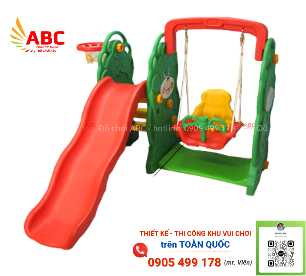 cau-truot-xich-du-bong-ro-hinh-gau (2) Cầu trượt xích đu bóng rổ hình gấu - Đồ chơi mầm non