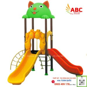 Cầu trượt 1 khối 2 cầu trượt ngoài trời