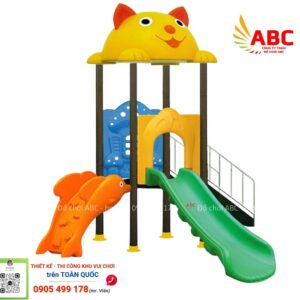 Cầu trượt 1 khối ngoài trời mầm non - Giá rẻ, chất lượng
