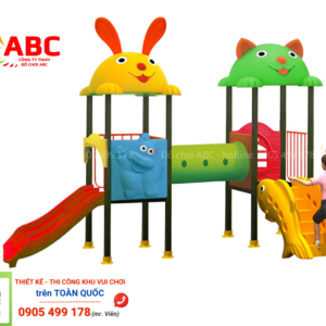 Cầu trượt liên hoàn 2 khối ống chui ngoài trời