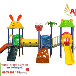 Cầu trượt liên hoàn 3 khối ống chui ngoài trời