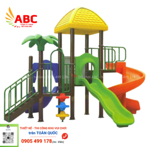Cầu trượt ngoài trời 2 khối cho bé mầm non