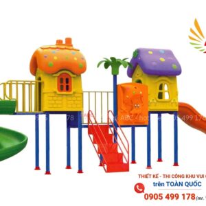 Bộ liên hoàn cầu trượt đa năng nhà nấm 3 khối