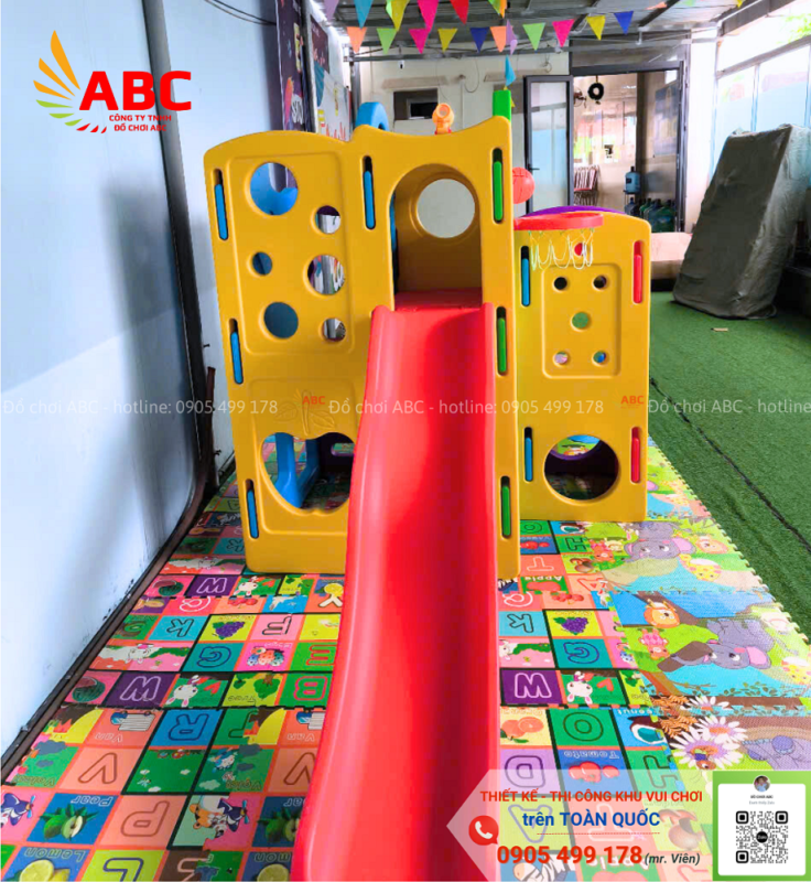 Cầu trượt liên hoàn ống chui phù hợp cho bé từ 2 - 10 tuổi