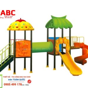 Bộ cầu trượt 2 khối ống chui - Đồ chơi mầm non