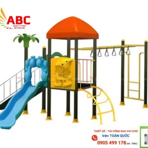 Bộ cầu trượt 2 khối xà đu thể chất