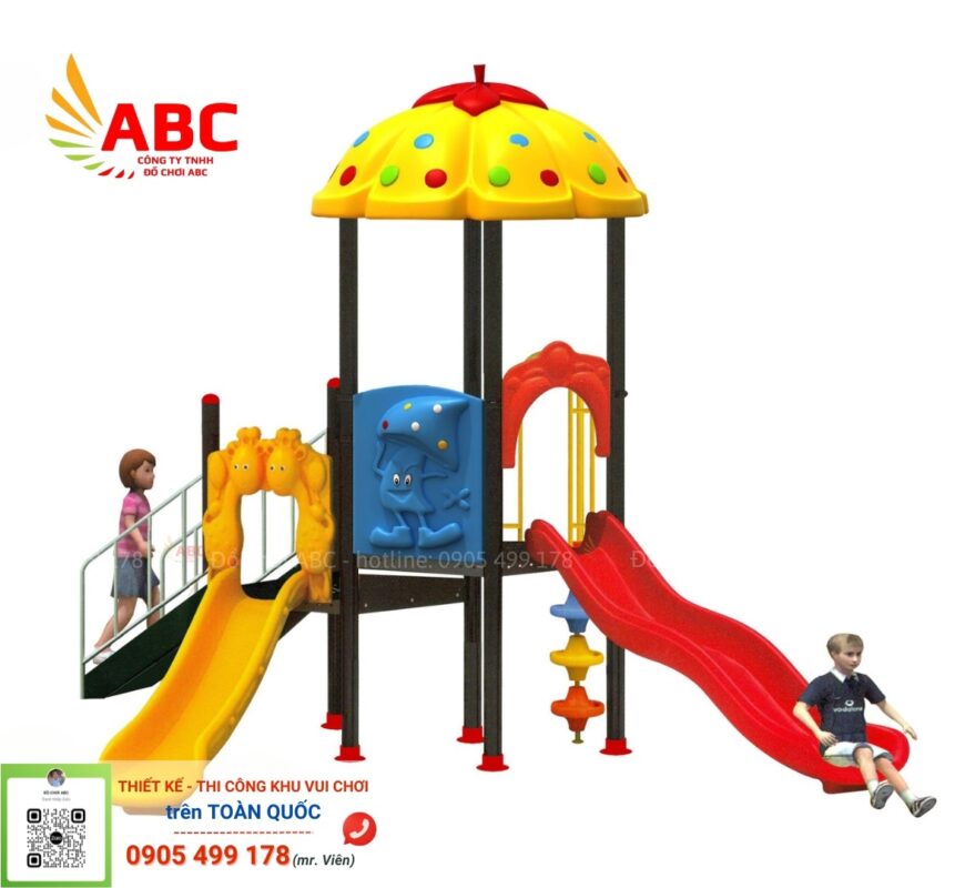 Nhà chòi 2 khối mái bí - Đồ chơi mầm non