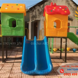 Nhà liên hoàn 2 khối cầu trượt