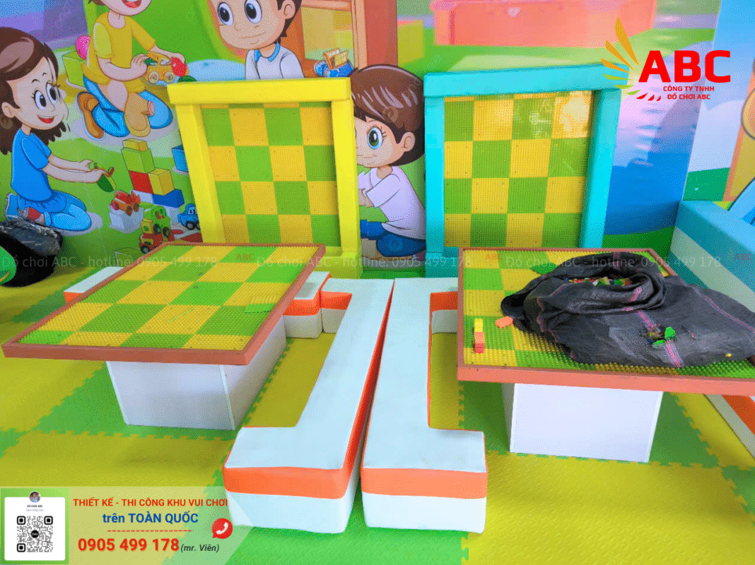 Lắp đặt bàn lego, tường lego cho khu vui chơi