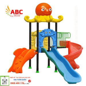 Thông tin chi tiết: Tên sản phẩm: Cầu trượt 1 khối mái bạch tuộc Kích thước: 2,9 x 3,2 x 3,3 m Chất liệu: Khung chính cột ống 88,3 dày 1,4mm và sàn tôn KT: 1.1x1.1 (m) dầy 1.4mm sơn sần tĩnh điện ngoài trời. Các chi tiết nhựa làm từ nhựa HDPE siêu bền. Màu sắc: phối các màu Sản xuất: nhập khẩu Tiêu chuẩn: Bộ giáo dục và đào tạo Độ tuổi: trong độ tuổi mầm non