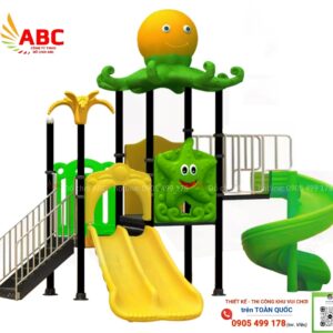 Cầu trượt liên hoàn 2 khối trượt xoắn