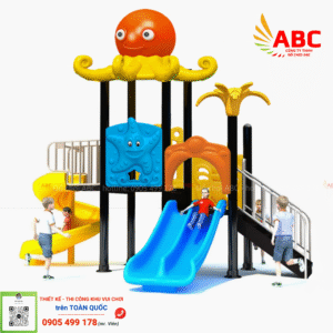 Cầu trượt liên hoàn 2 khối trượt xoắn