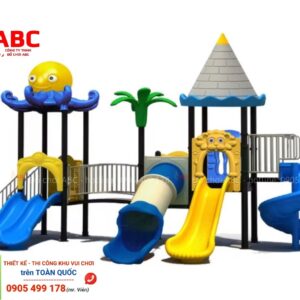 Cầu trượt liên hoàn 3 khối lâu đài bạch tuộc - Đồ chơi ngoài trời