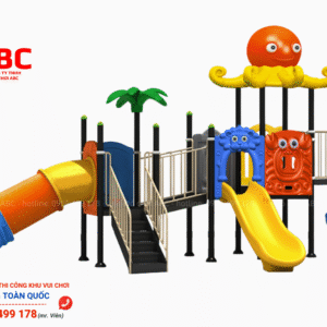 Cầu trượt liên hoàn 3 khối mái bạch tuộc ống trượt