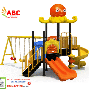 Cầu trượt liên hoàn hai khối xích đu mầm non