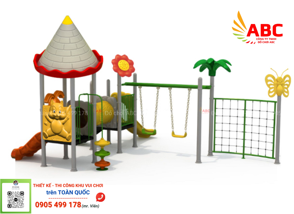 Cầu trượt liên hoàn kết hợp xích đu và thang leo vận động