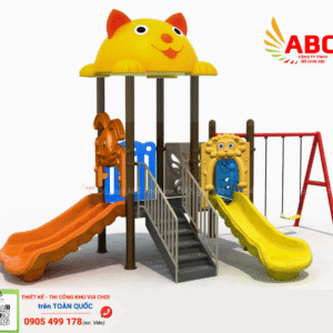 Cầu trượt liên hoàn mái mào kết hợp xích đu