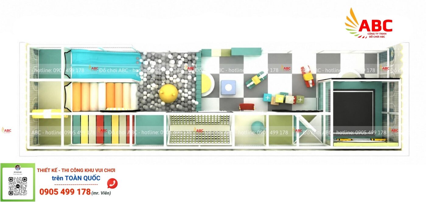 Mẫu thiết kế khu vui chơi trẻ em 14x4m
