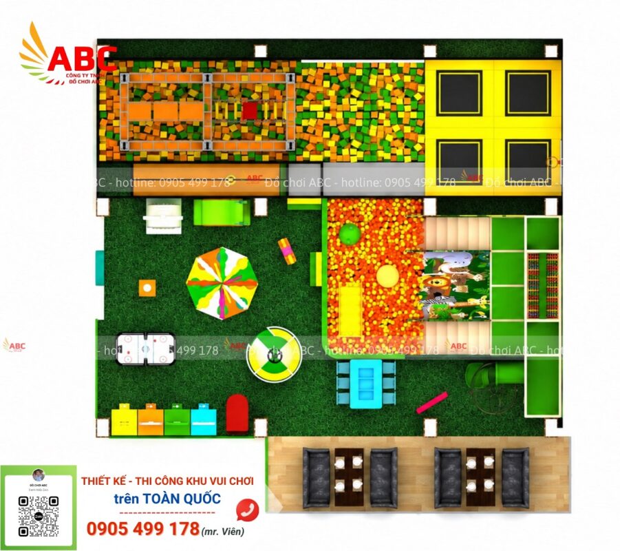 Mẫu thiết kế khu vui chơi trẻ em đa chức năng 16x18m