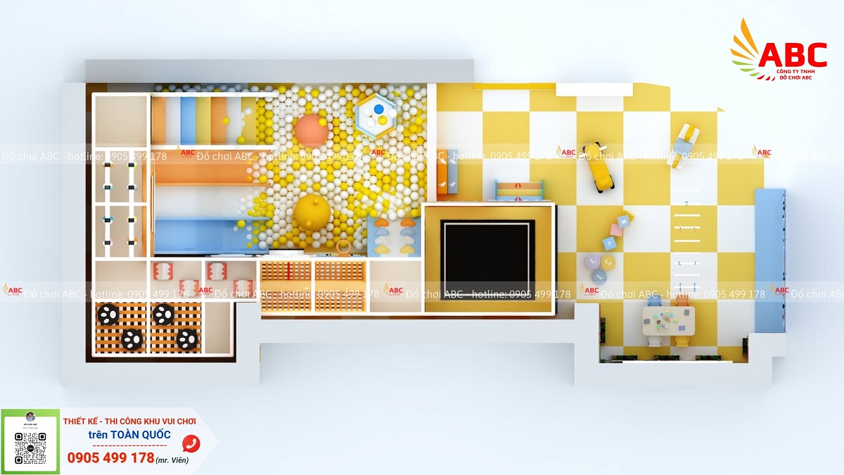 Tổng quan mẫu thiết kế khu vui chơi trẻ em 90m2