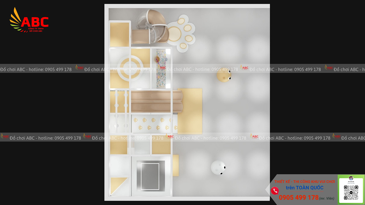 Mẫu khu vui chơi trẻ em trong nhà 60m²